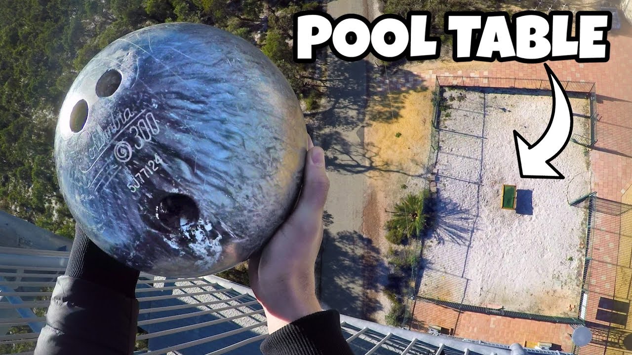 BOWLING BALL Vs. POOL TABLE from 45m!