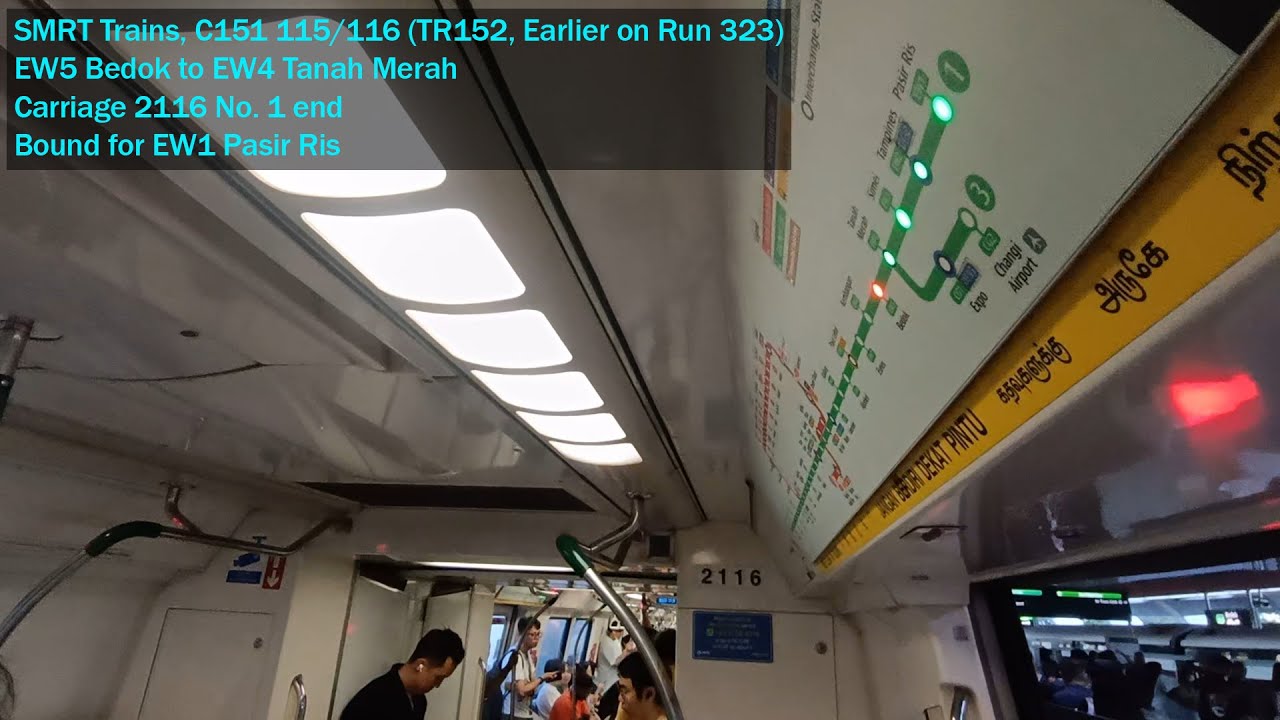 [Earlier on Run 323] SMRT Trains - Joyride on KHI C151 115/116 from EW5 Bedok → EW4 Tanah Merah