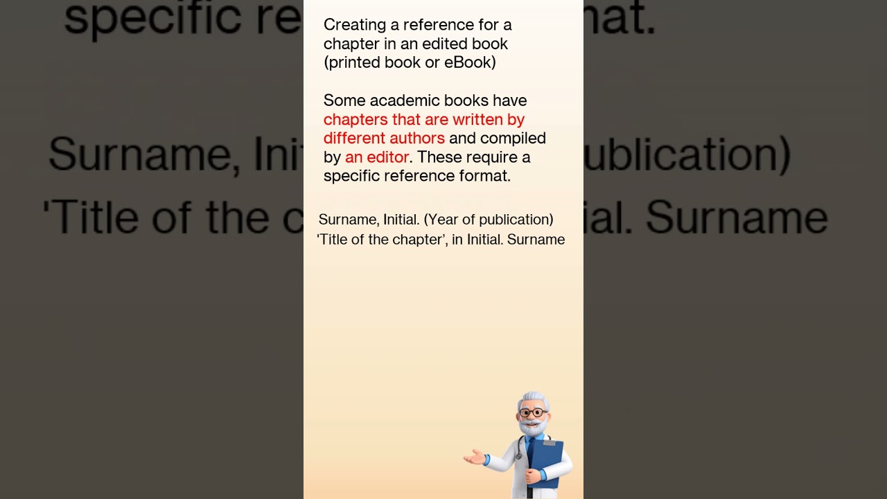 Creating a reference for a chapter in an edited book