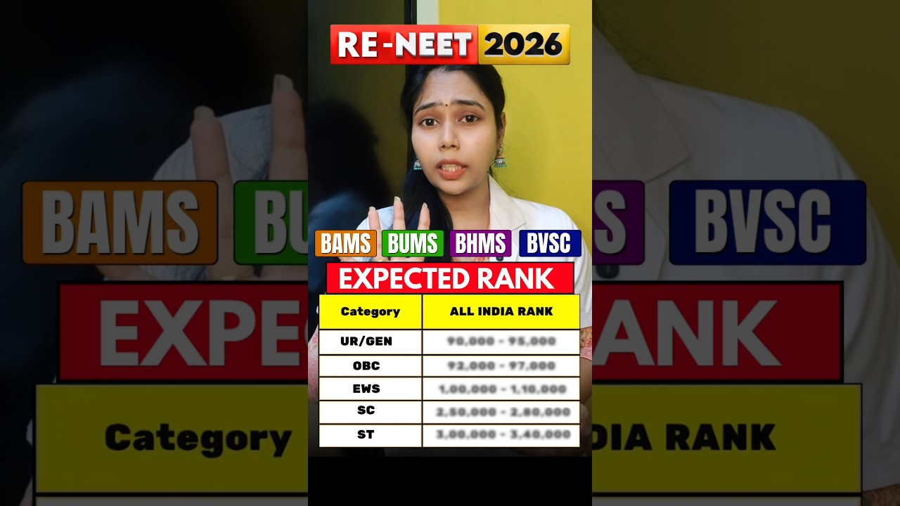 NEET 2026 Expected Cutoff Rank for BAMS, BUMS, BHMS, and BVSC 😱 #neet #neet2026 #neetaspirants #t...