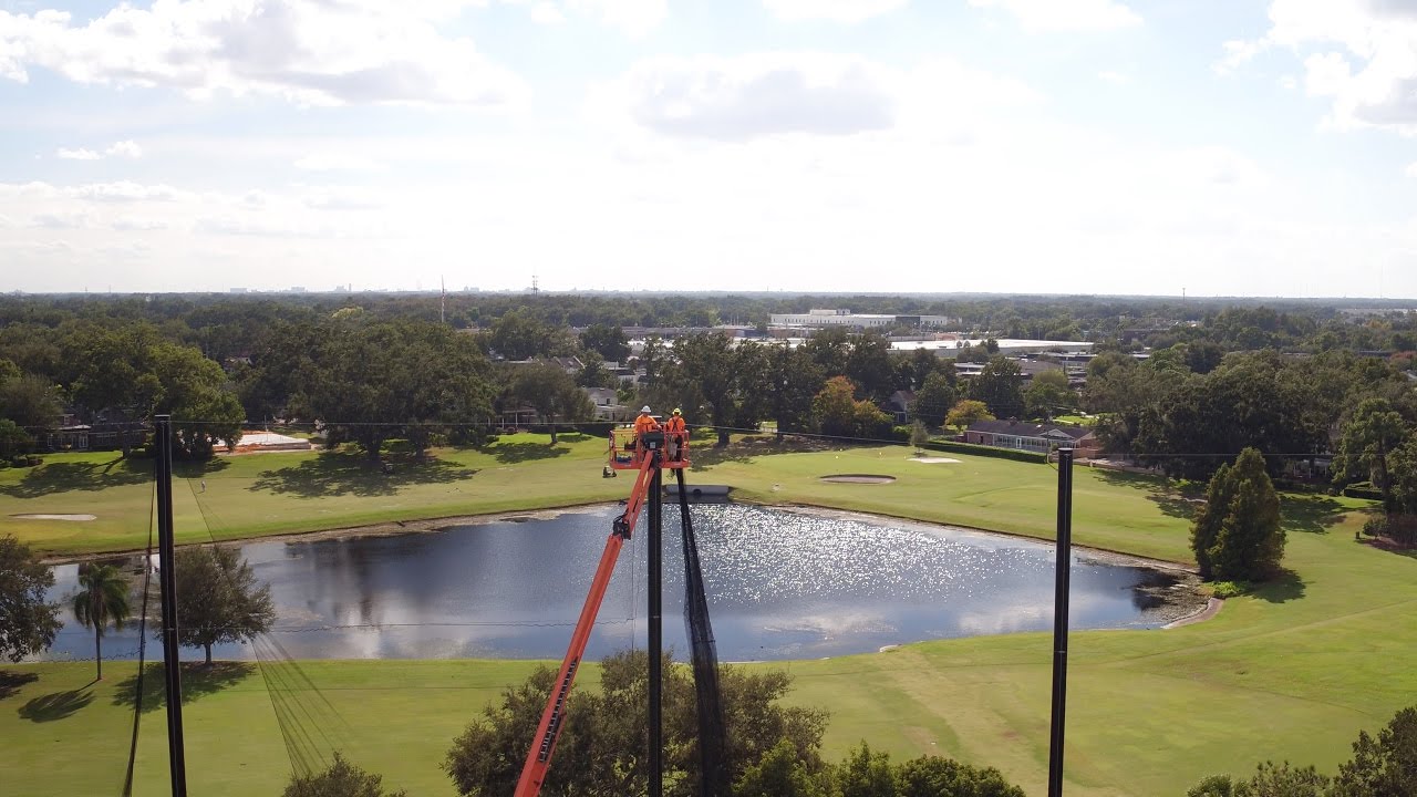 Driving Range Netting Build - drone footage