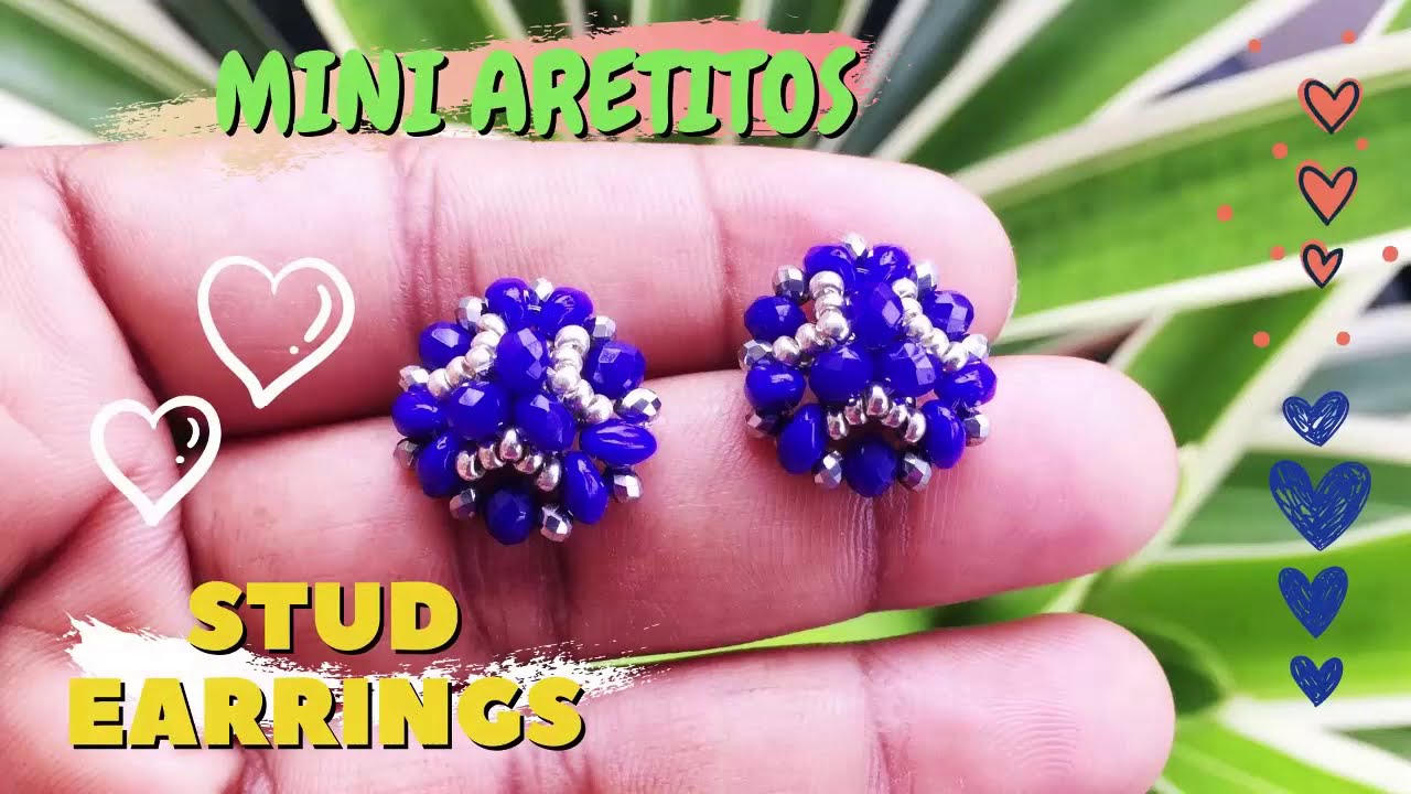 🥰HOW TO MAKE BEADED STUD EARRINGS / 🥰 TUTORIAL DE BISUTERIA MINI ARETITOS EN CRISTAL Y MOSTACILLAS