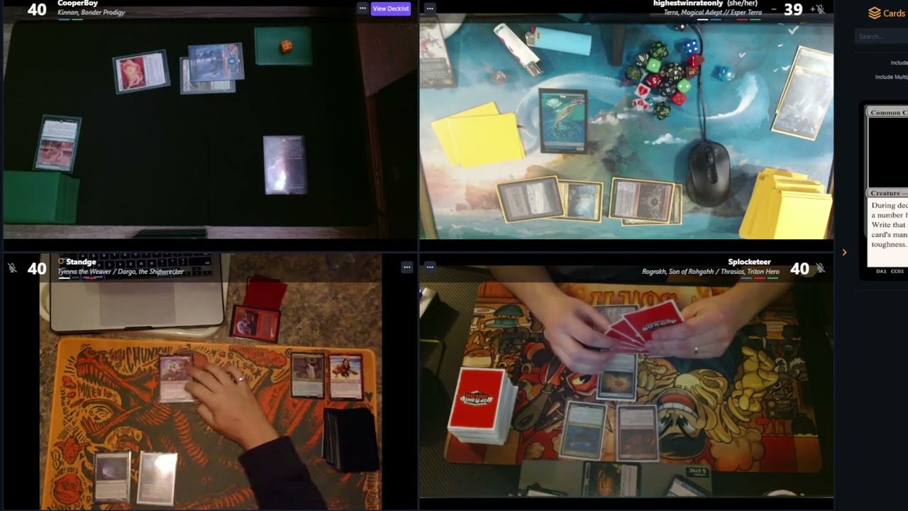 Jan Crit league cedh: Kinnan vs Terra vs Rog/Thras vs Tymna/Dargo