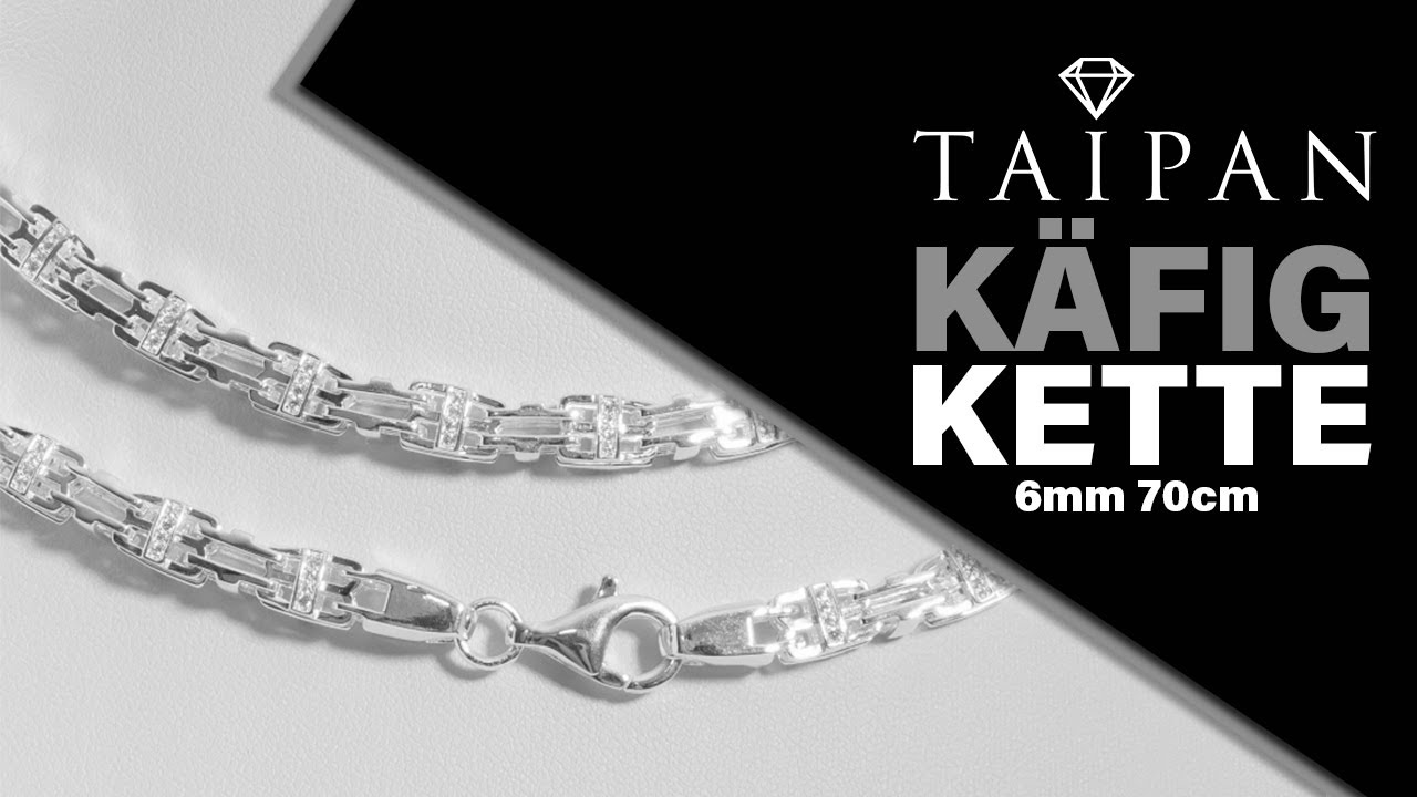 Taipan K&auml;figkette 6mm breit 70cm lang K&ouml;nigskette 2.0 iced out bling Magnumkette aus 925 Silber
