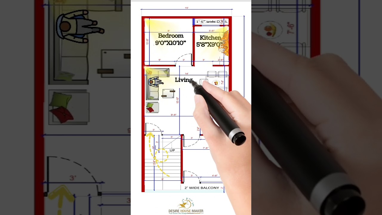 15'x41' Floor Plan for house design #🏡 #trend #viral