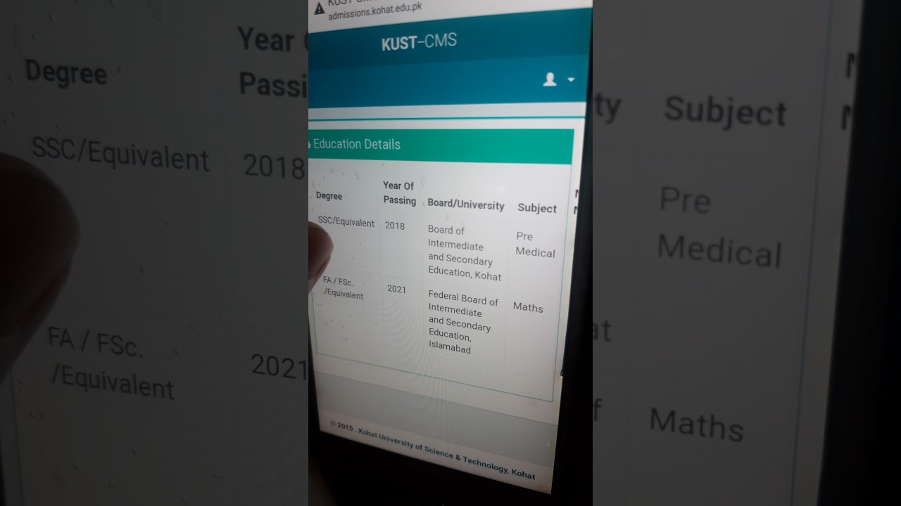 procedure for undergraduate online admission in KUST