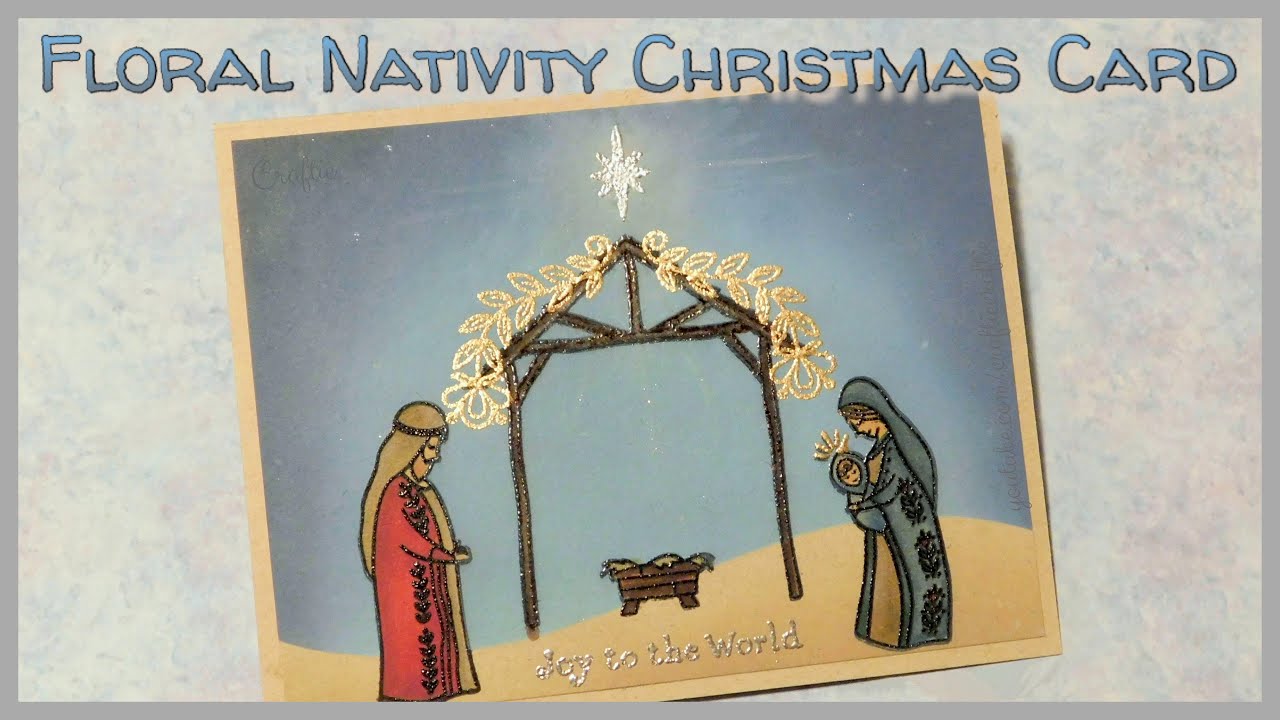 Floral Nativity Christmas Card