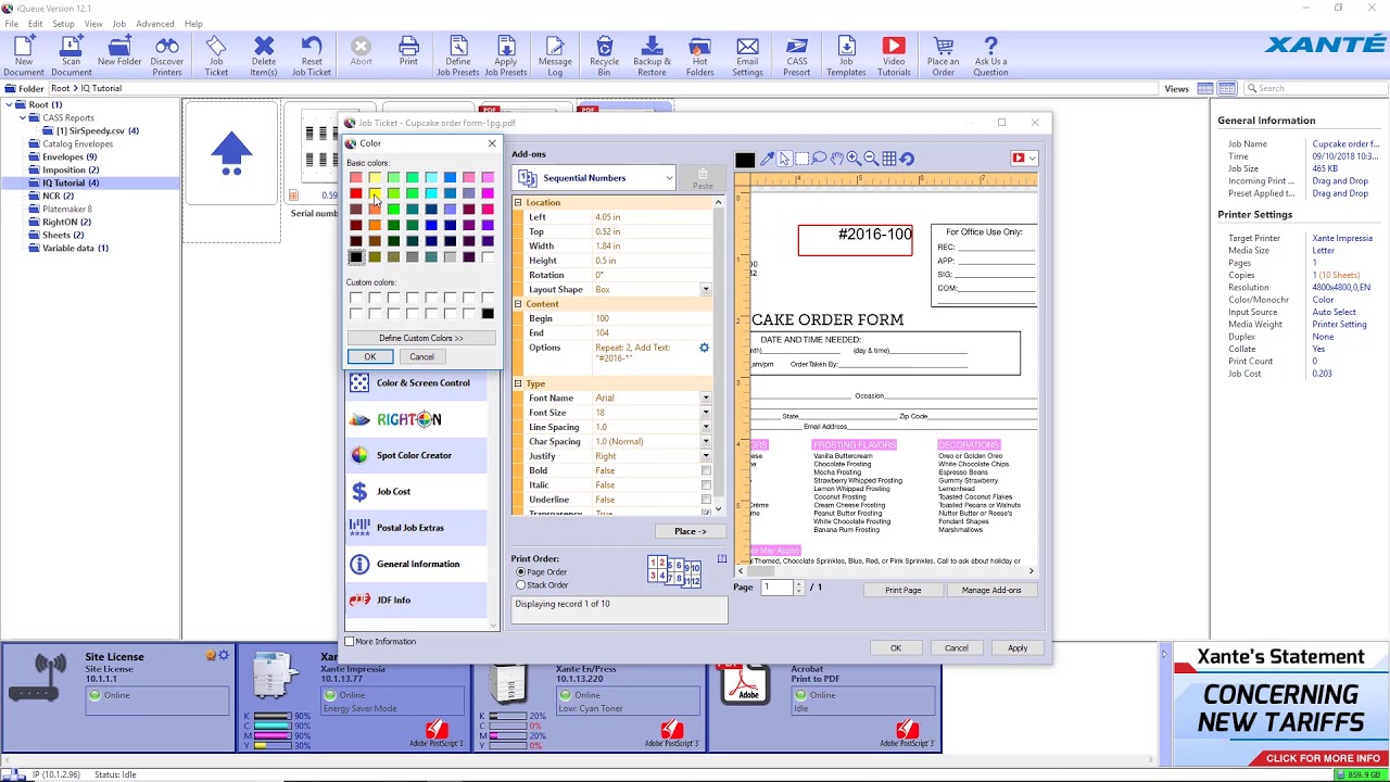iQueue - Printing NCR Forms with Sequential Numbers