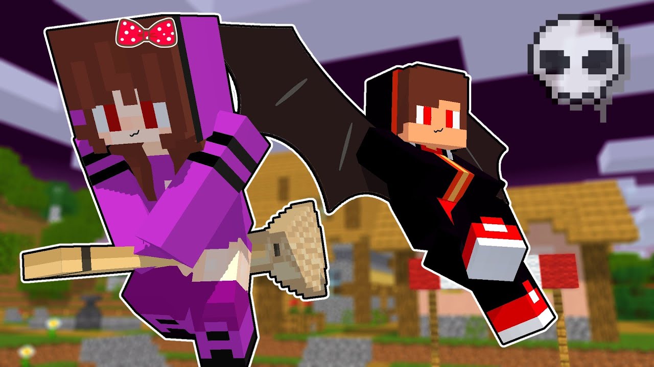 Maizen : JJ and JJsister become wizards and witches - Minecraft Parody Animation Mikey and JJ