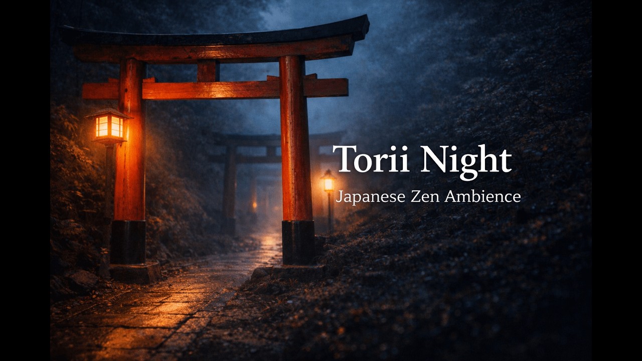 Japanese Torii Night – Calm Focus Music (1 Hour)