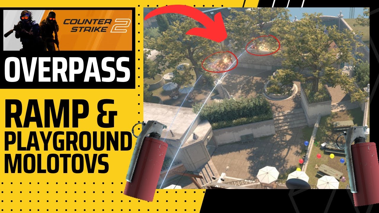 CS2 Overpass | How to Molly Ramp & Playground off Spawn | Dominate Fountain Control
