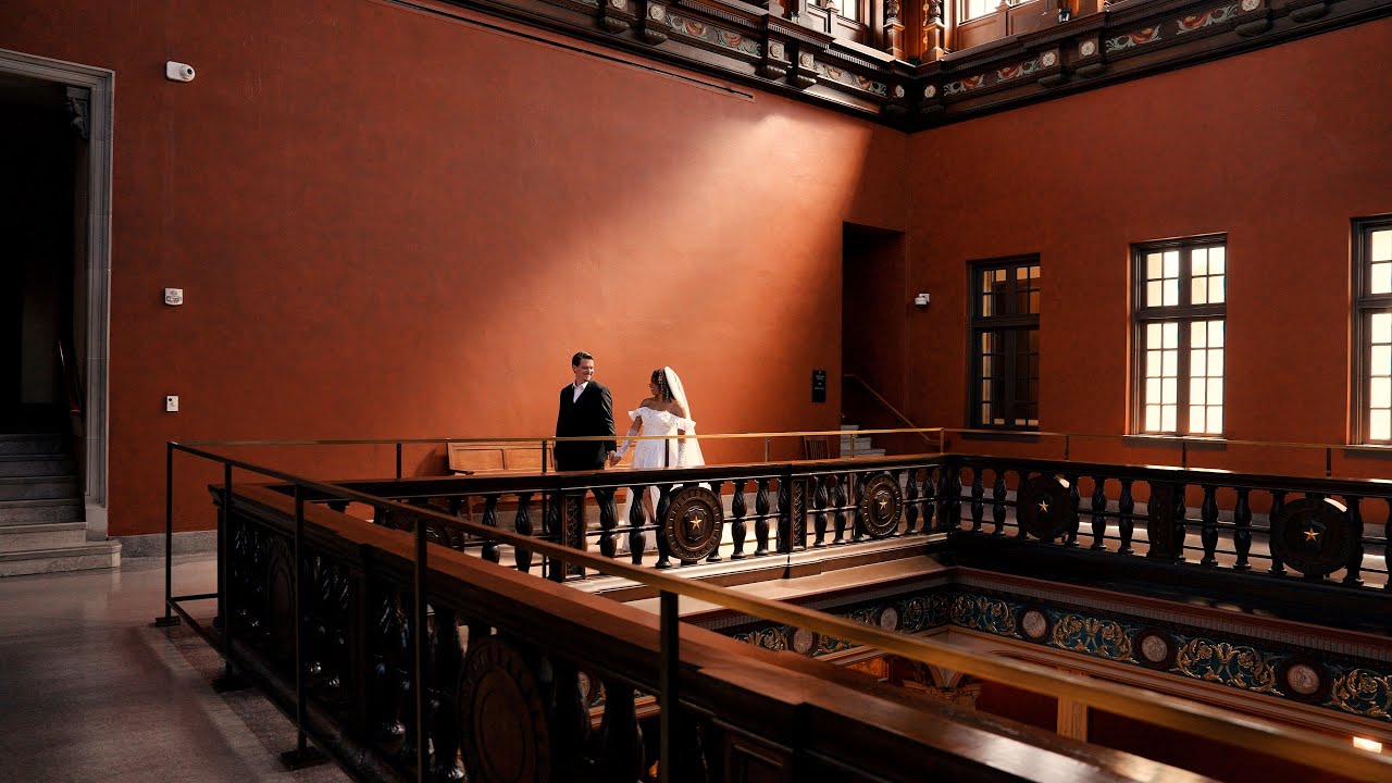 Engagement Session, Julia Ideson Library, Houston, TX. Sony FX3. Super 8 Film.