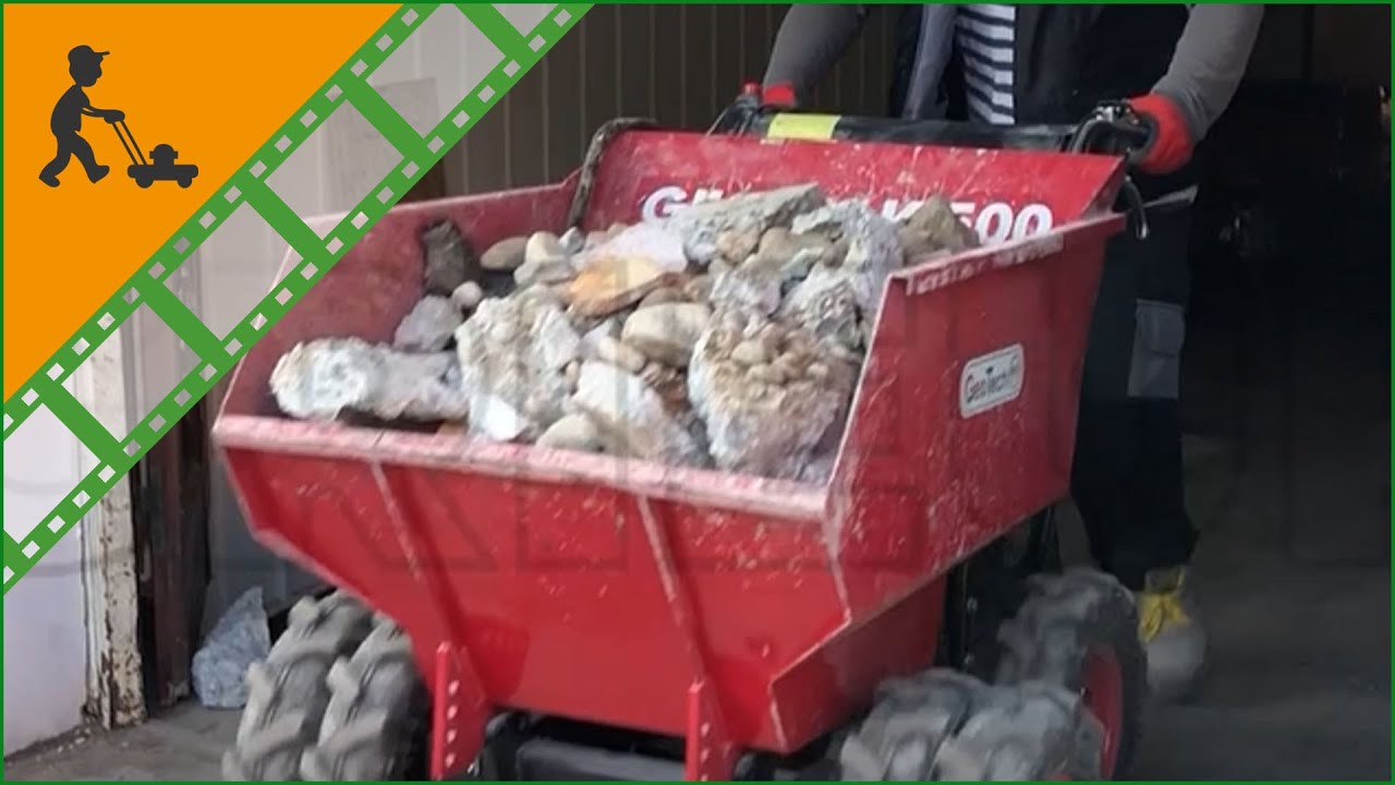 Funcionamiento Carretilla de motor GeoTech Geotrak 500 - Cajón dumper 500Kg - 4 ruedas motrices