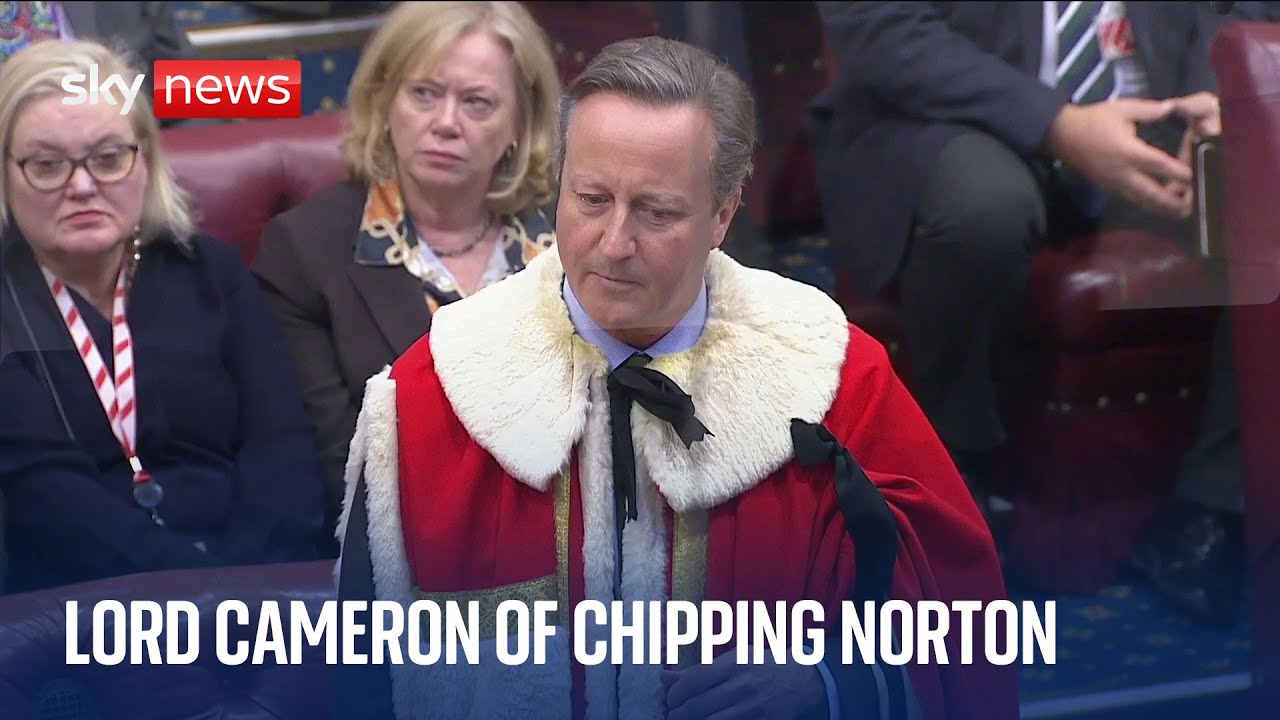 David Cameron formally introduced as life peer in the House Of Lords