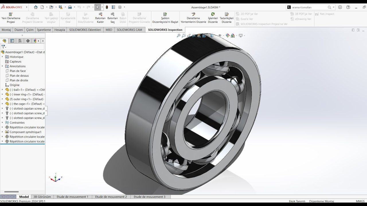 Rulman Çizimi ve Montajı - Ball Bearing Design and Assembly