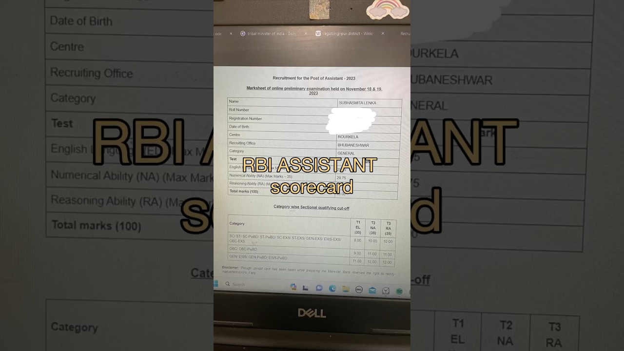 День 73: Моя таблица оценок RBI ASSISTANT 😢 почему такой высокий порог #rbiassistant #scorecard #...