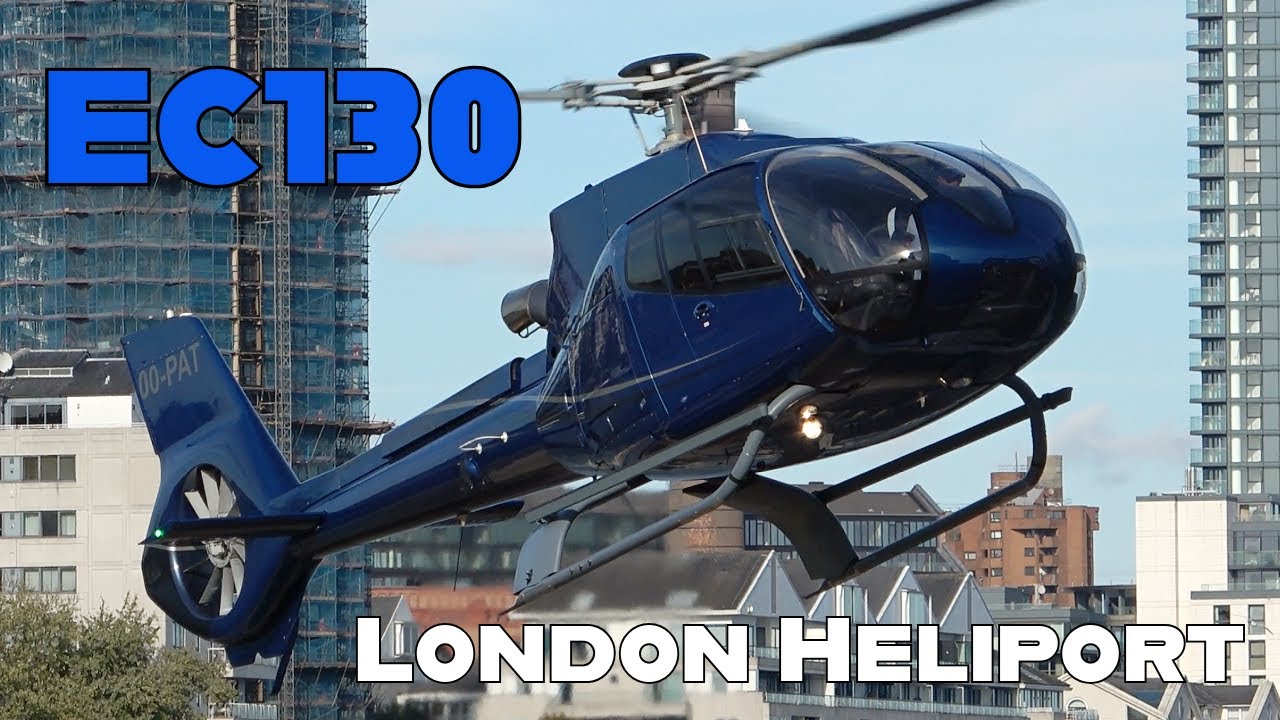 EC130 landing, engine start and takeoff at London Heliport OO-PAT