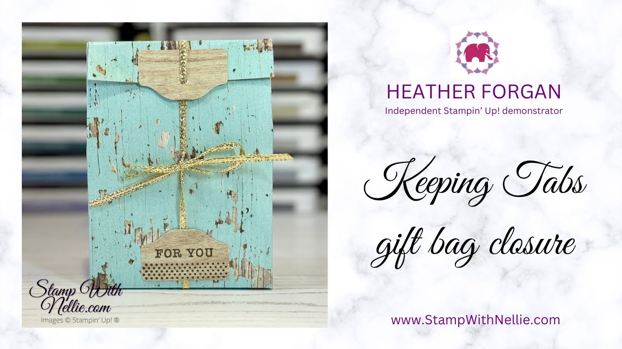 How to make a small gift bag with a fun closure using the Keeping Tabs stamp and punch bundle
