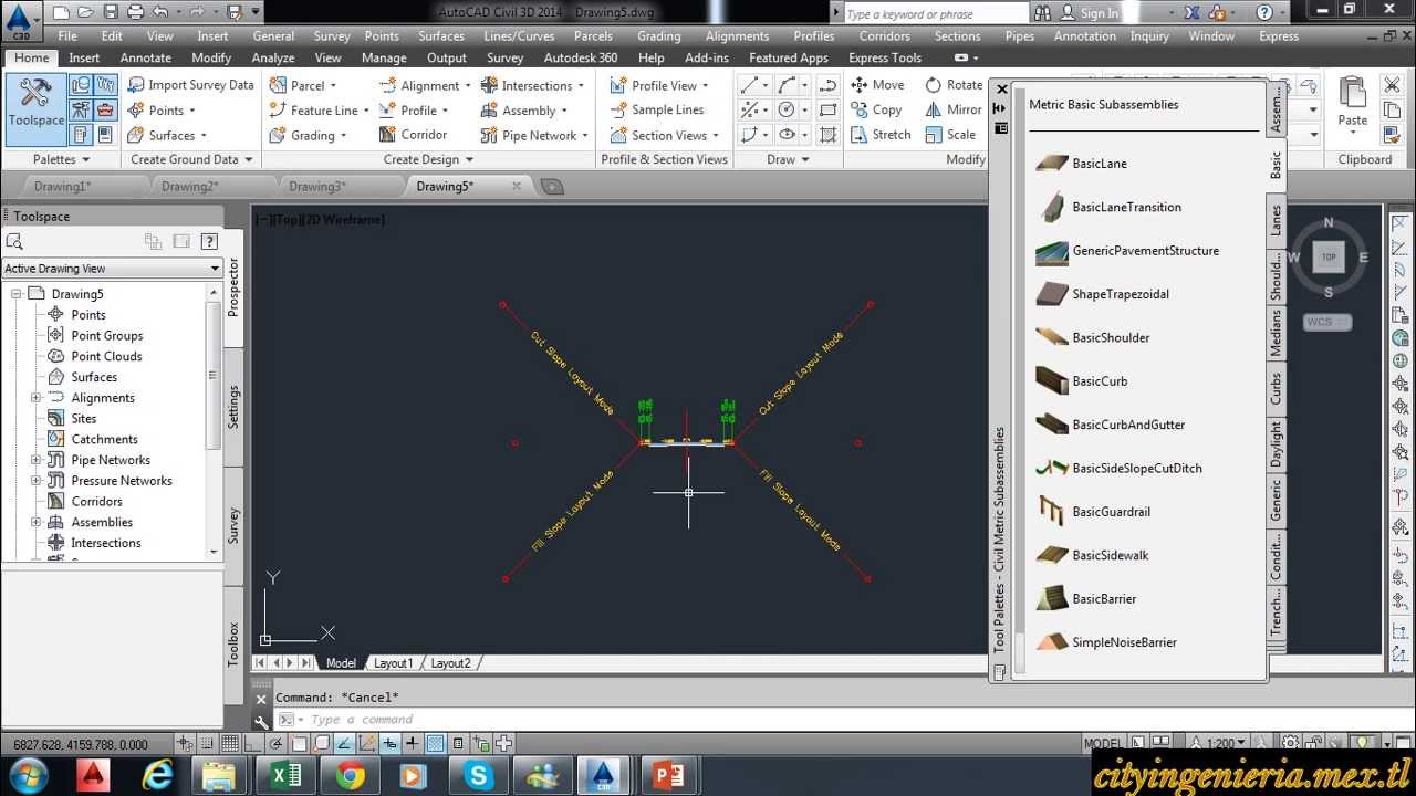 Civil 3D 2014: Ensamblaje de Seccion de Carretera