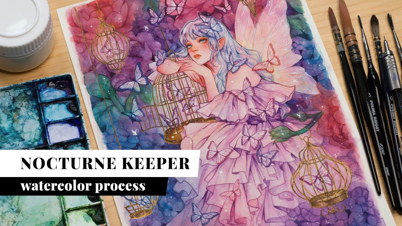 Painting a Fantasy Character | Nocturne Keeper Watercolor Process