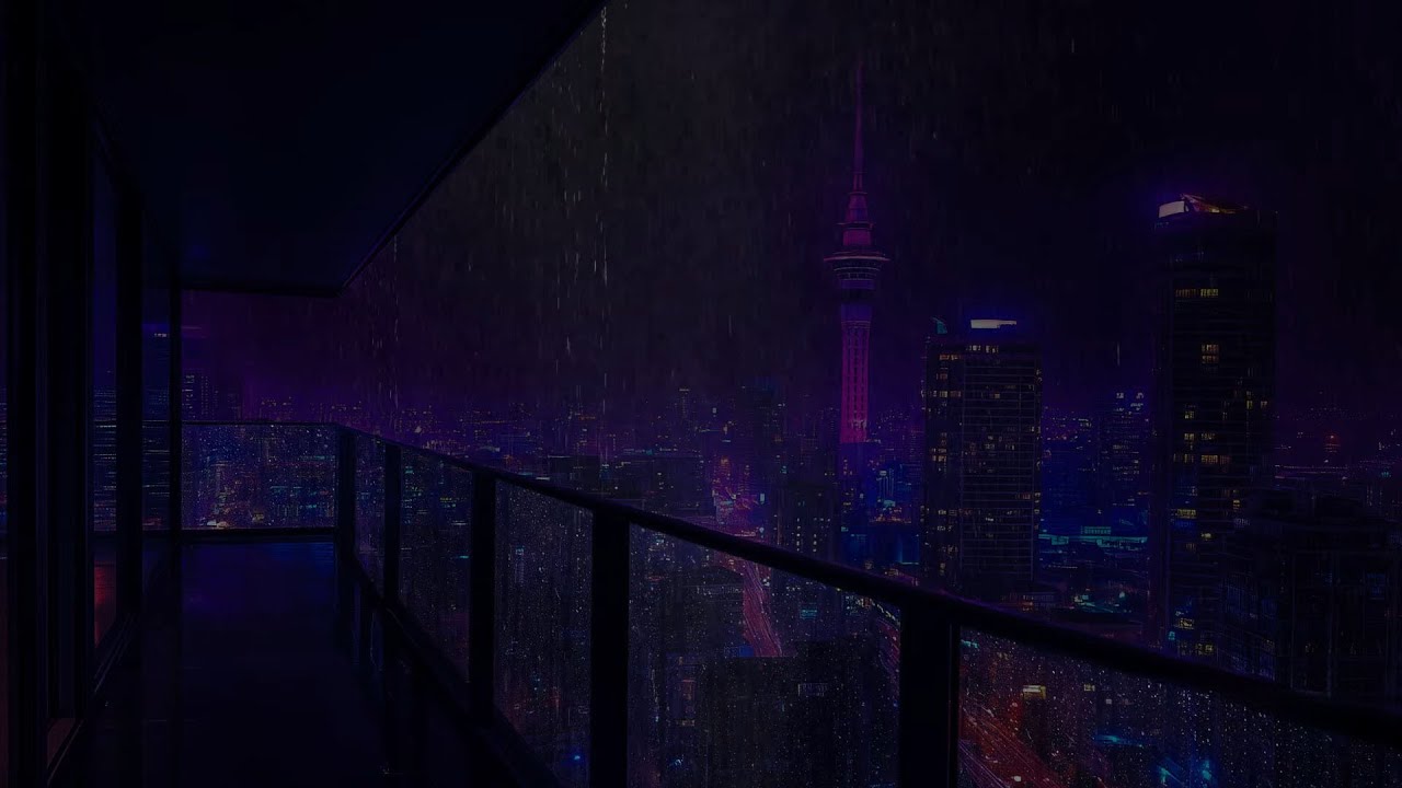 Rainy Night in a Dark Luxury Living Room NYc 😴Rain Sound +Thunder Sounds for HEALING SLEEP