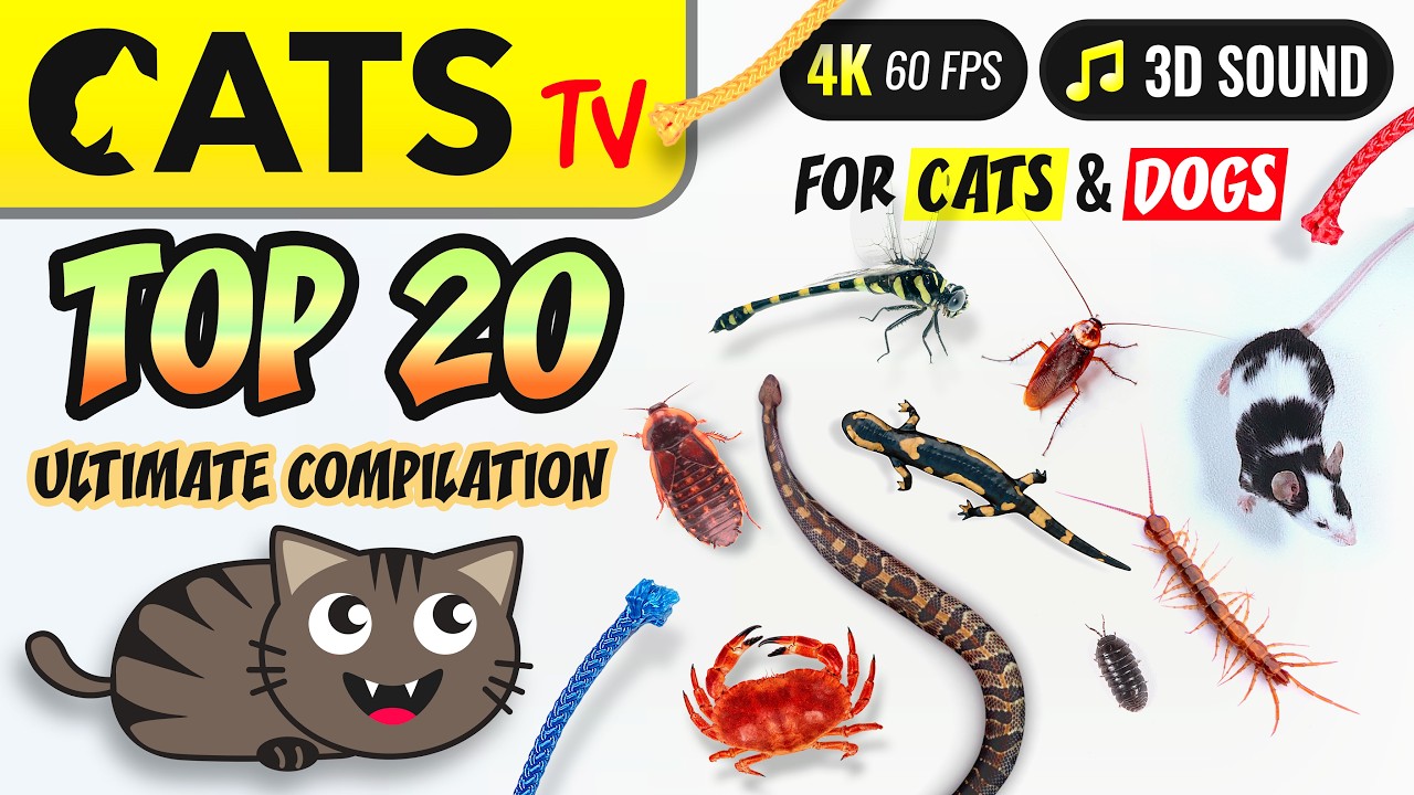 CAT TV - TOP 20 🙀 ULTIMATE Compilation 🐭🪳🦎 for cats & dogs [4K] 5 HOURS