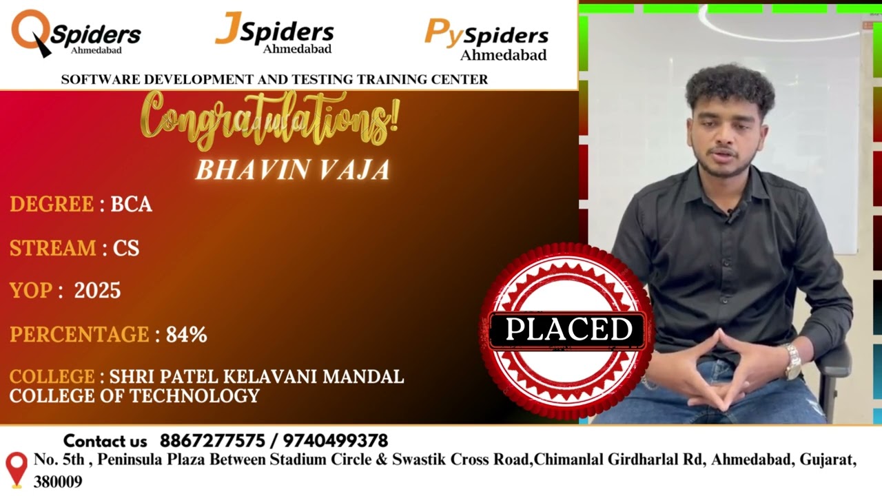 Placement Journey of BCA graduated as Software Engineer QSpiders | Ahmedabad