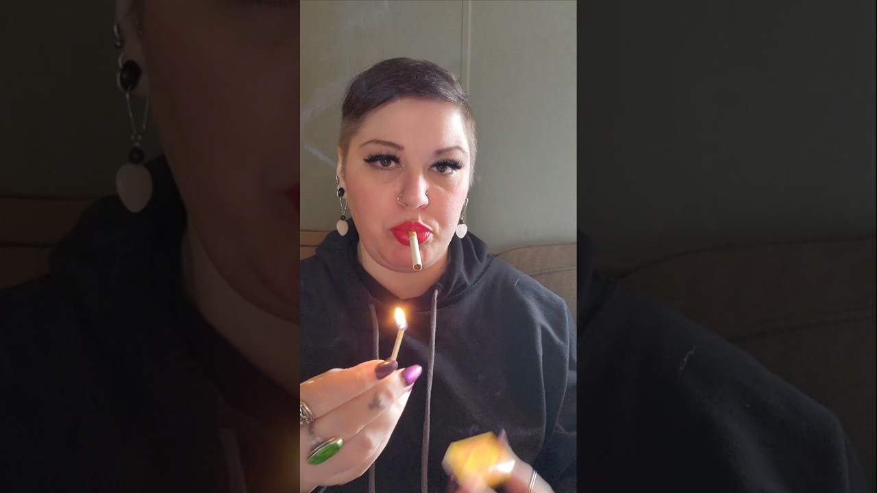 Red lips & a Marlboro #smoke #girl #subscribe #sf #cigarette #smokingvideo #lipstick #lashes #lips