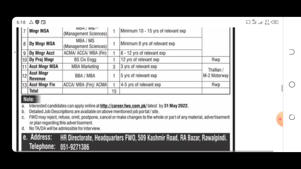 Pak Army FWO New Jobs 2022 !! New Pakistan Army Bharti 2022