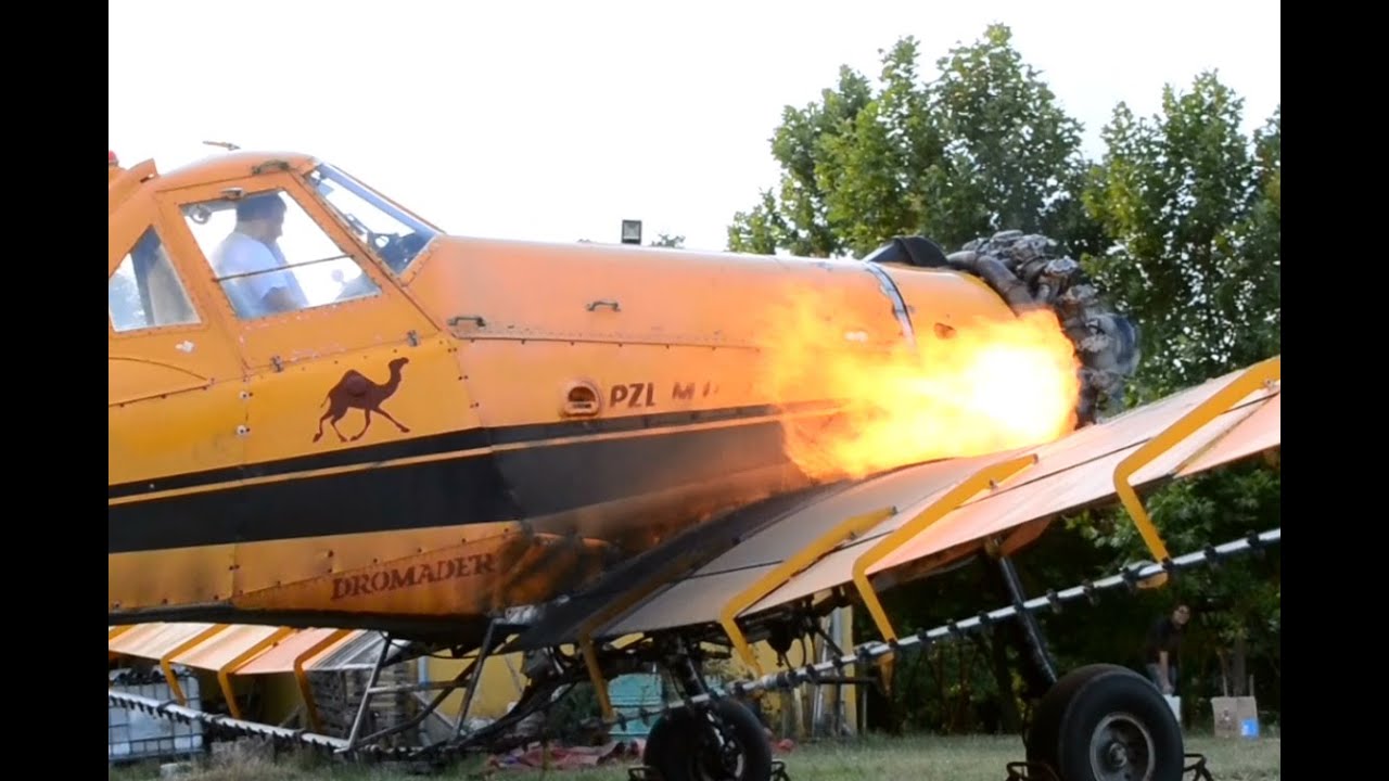PZL-Mielec M18 Dromader cold start and fungicide spraying near Tótkomlós, Hungary