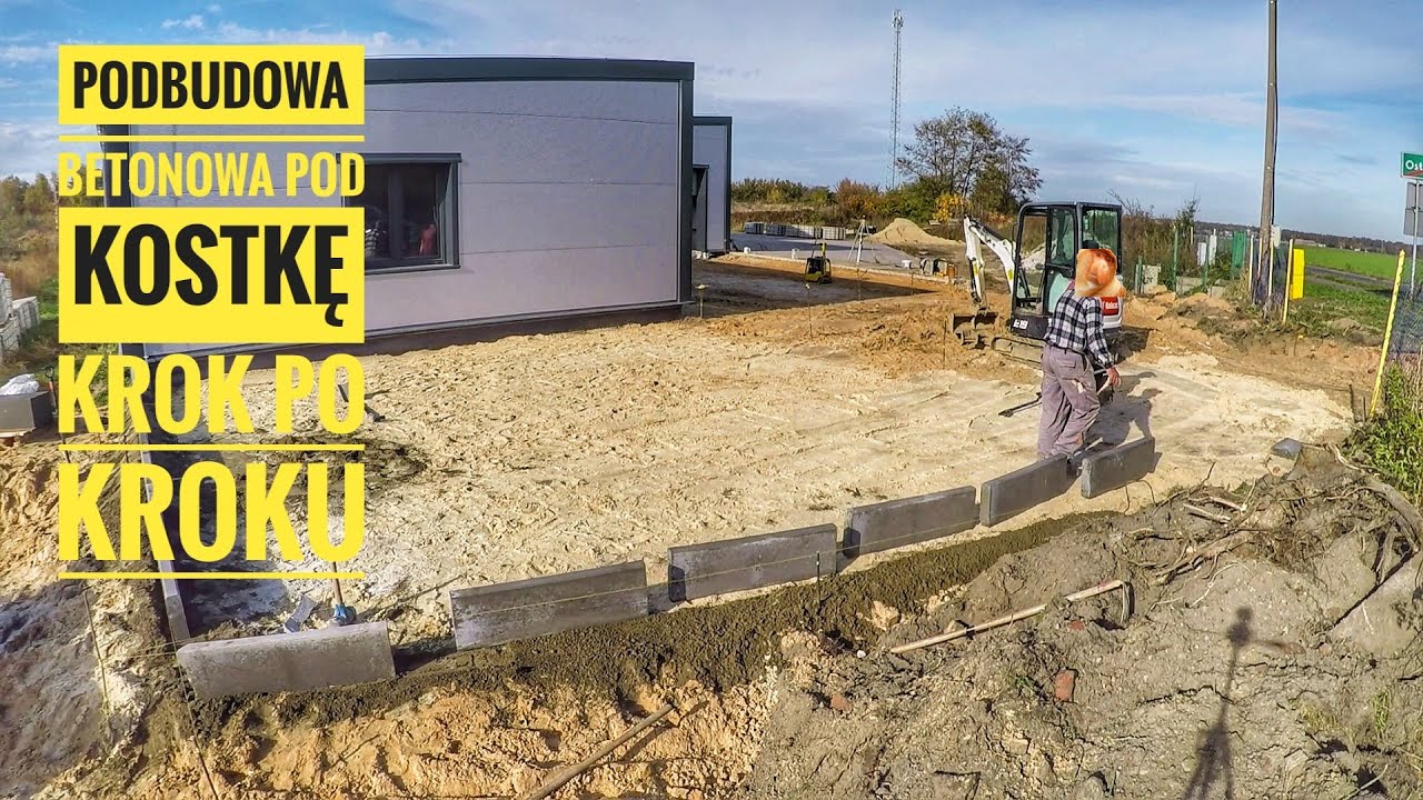 Podbudowa betonowa pod kostkę - ustawianie obrzeży - Kramer 950 + Bobcat e19 #Brukarz #Paving #diy