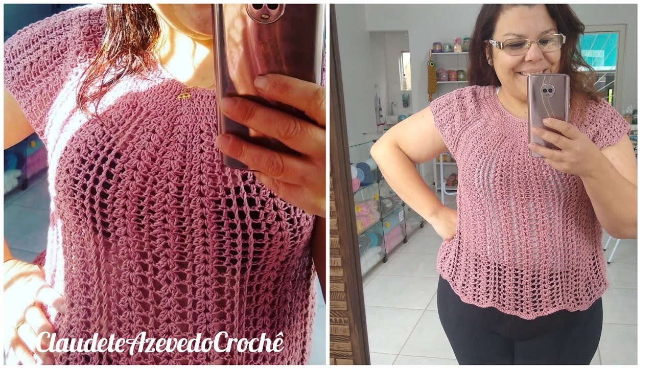 Blusa de Crochê Topdown #blusacrochet #crochepassoapasso