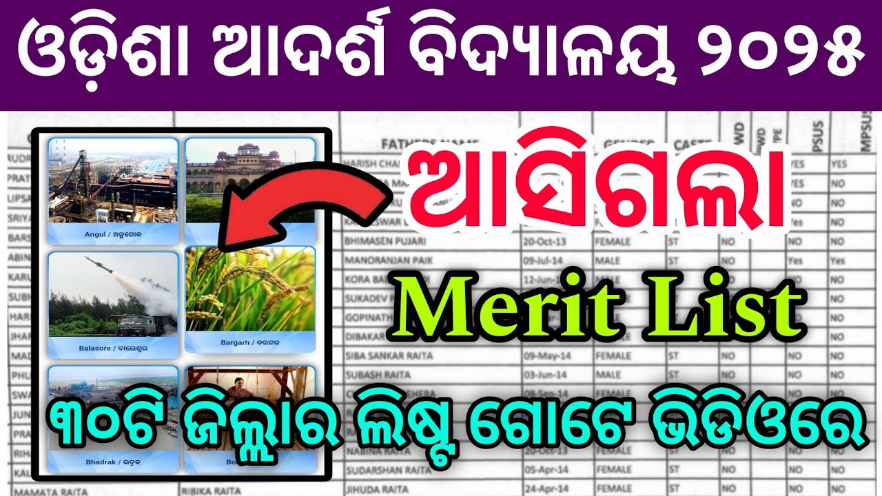 odisha adarsh vidyalaya entrance exam 2025-26 | oav result 2025 merit list