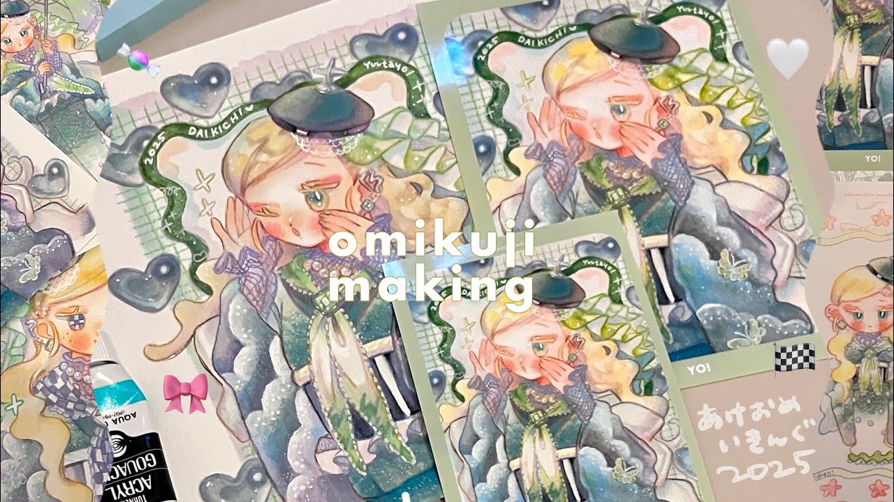 \ コピック・色鉛筆 / おみくじイラストメイキング🐍🤍