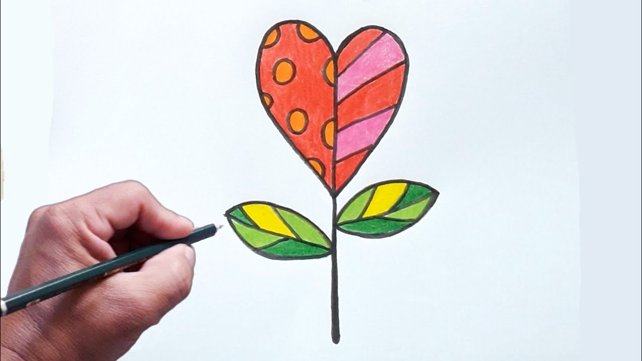 Como Desenhar uma Flor Coração estilo Romero Britto