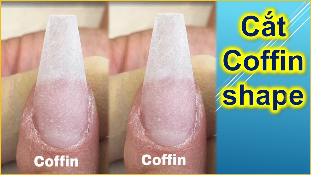 Step by Step Gluing, Cutting and Filing Coffin Shape |- Tinh Yeu Nails
