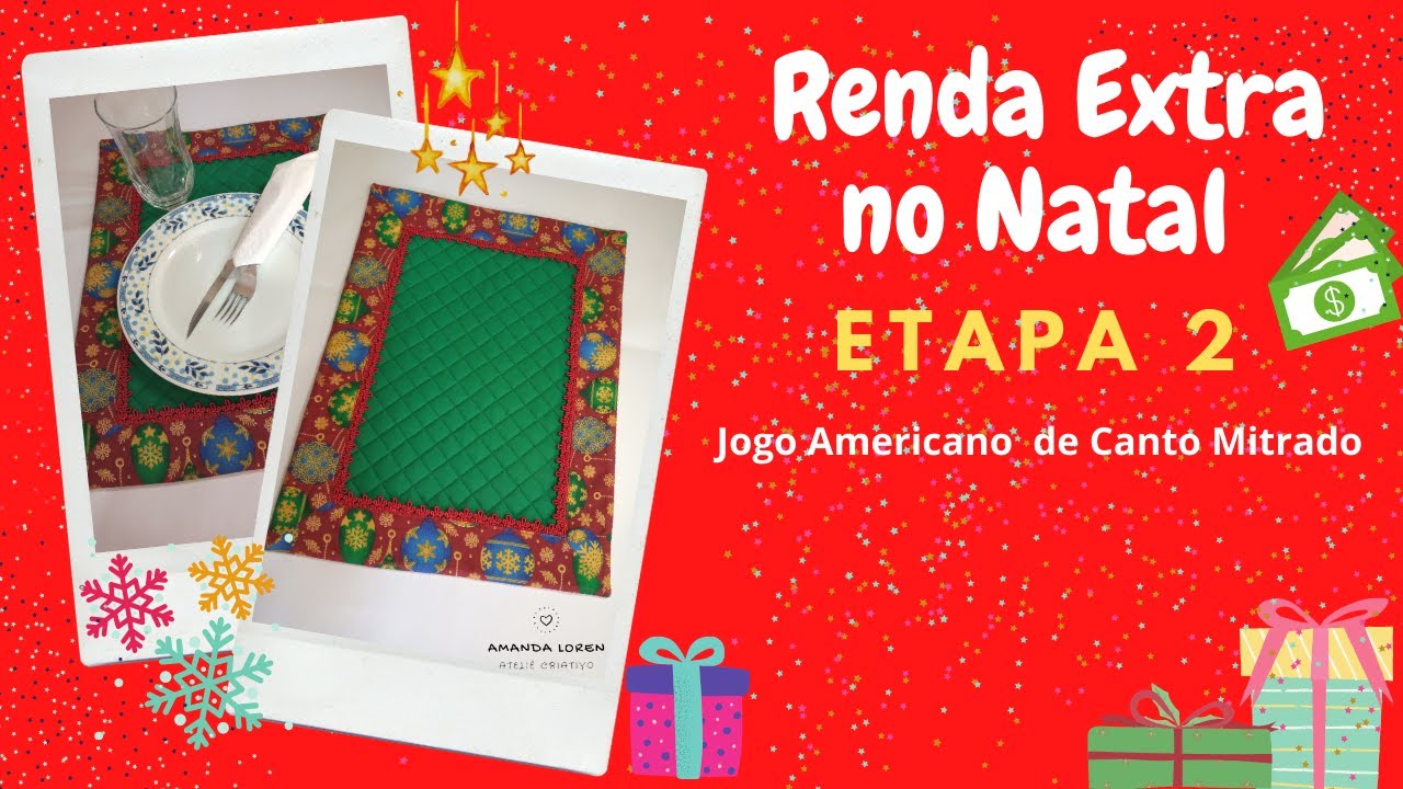 PAP JOGO AMERICANO DE CANTO MITRADO SUPER FÁCIL DE FAZER-  Dupla Face - Amanda Loren Ateliê Criativo