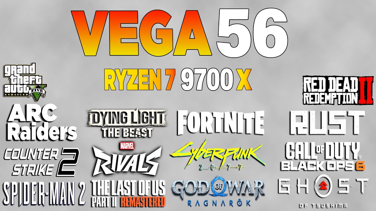 RX VEGA 56 + Ryzen 7 9700x - Test in 16 Games 1440p (2026)