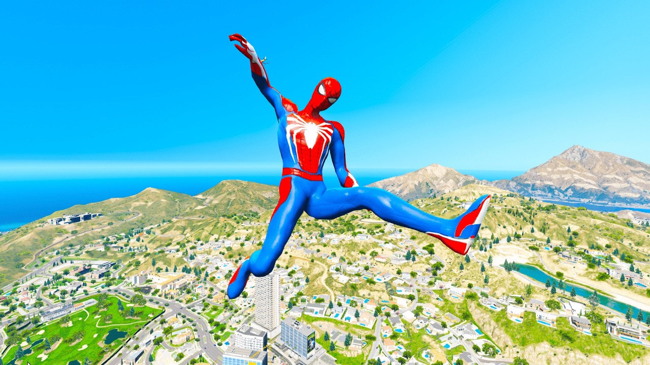 GTA V SPIDERMAN RAGDOLLS | GTA 5 EPIC FUNNY MOMENTS with jumping moon ( Euphoria Moments )