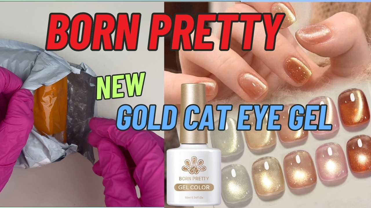 Born Pretty sent me ANOTHER PACKAGE 🥰 | Gold Cat Eye Magnetic Gel Polish Review