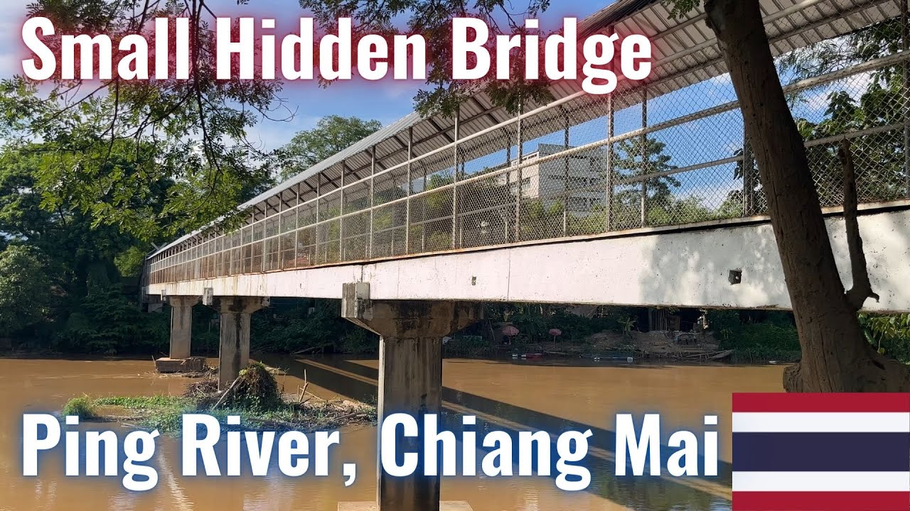 Small Hidden Pedestrian Bridge over Ping River - Chiang Mai, Thailand