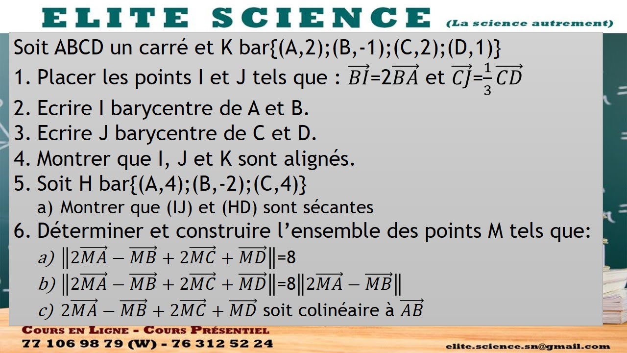 (1ES/MATHS) Exercice barycentre HYPER INTERESSANT: calculs, ensemble de points, traçage