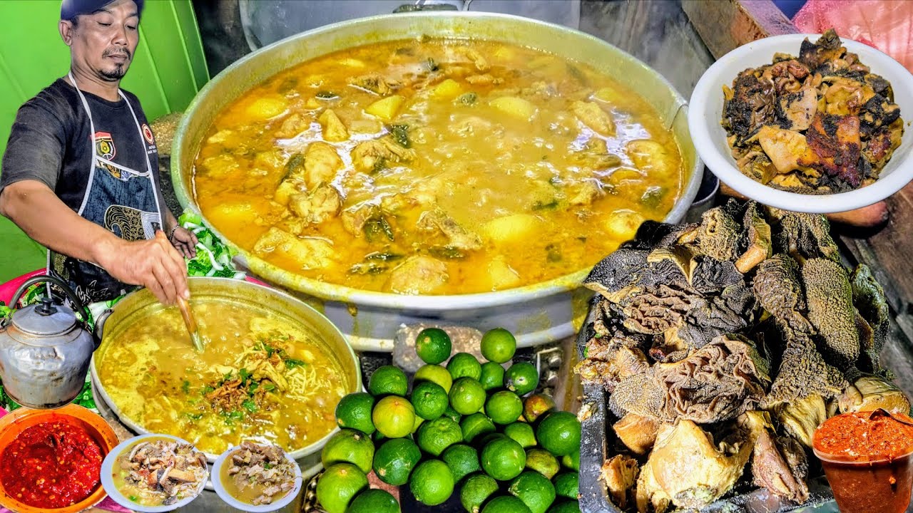 BANJIR JEROAN SAPI, SAMPAI NASI NYA GAK TERLIHAT, MESKI HUJAN DERAS TETEP RAMAI - Soto Mbah Sadirun