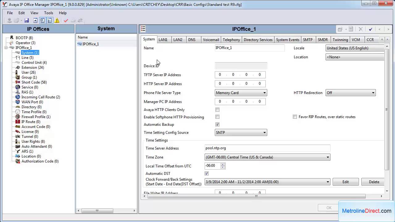 Avaya IP Office IP500 V2 - How to Forward calls in IP Office IP500V2 Standard Modedard Mode