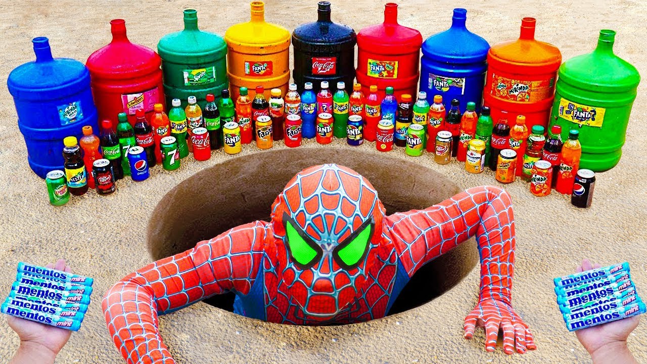 التجربة: سبايدر مان كوكا كولا فانتا، مونستر، سبرايت ، إم تي إن ديو وبوبولار صودا ضد منتوس أندرجراوند