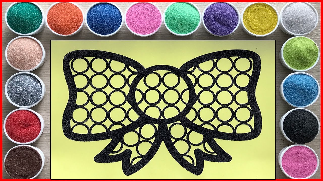 TÔ MÀU TRANH CÁT POP IT HÌNH CÁI NƠ XINH - Sand painting a bow shape POP IT (Chim Xinh channel)