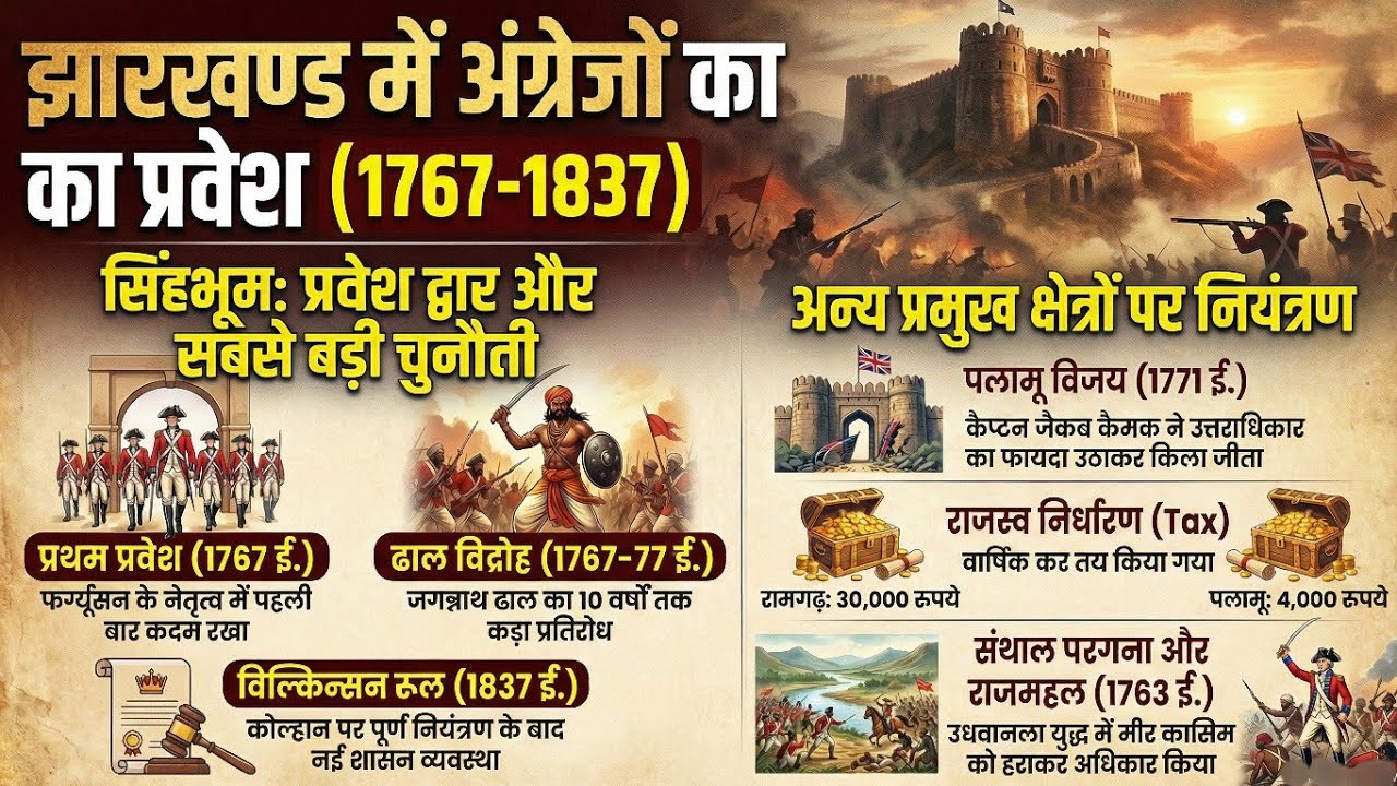 झारखंड में अंग्रेजों का प्रवेश |  British Entry in Jharkhand | Jharkhand History GK | JSSC JPSC ||