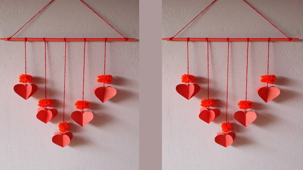 Wall Hanging Idea !! How to Make Paper & Pom Pom Wall Hanging !!!!