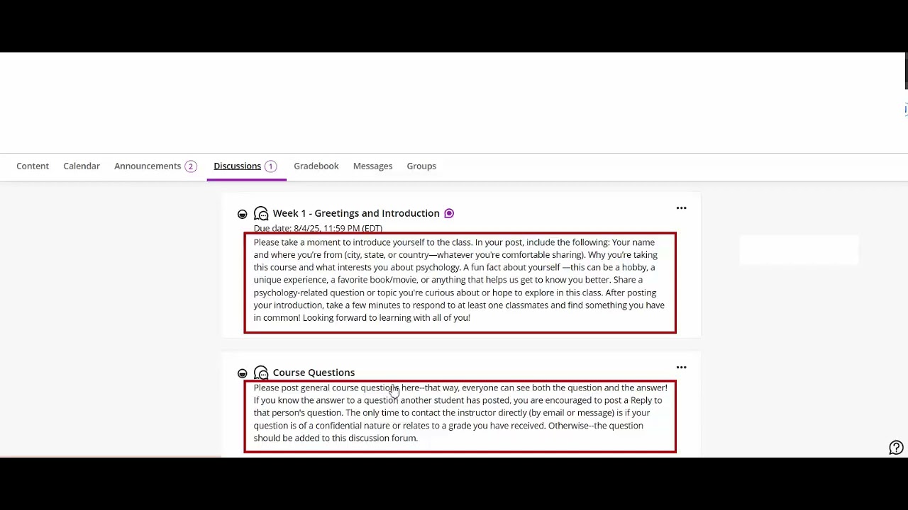 Blackboard Ultra Tutorials - Discussions - Read and Reply Messages