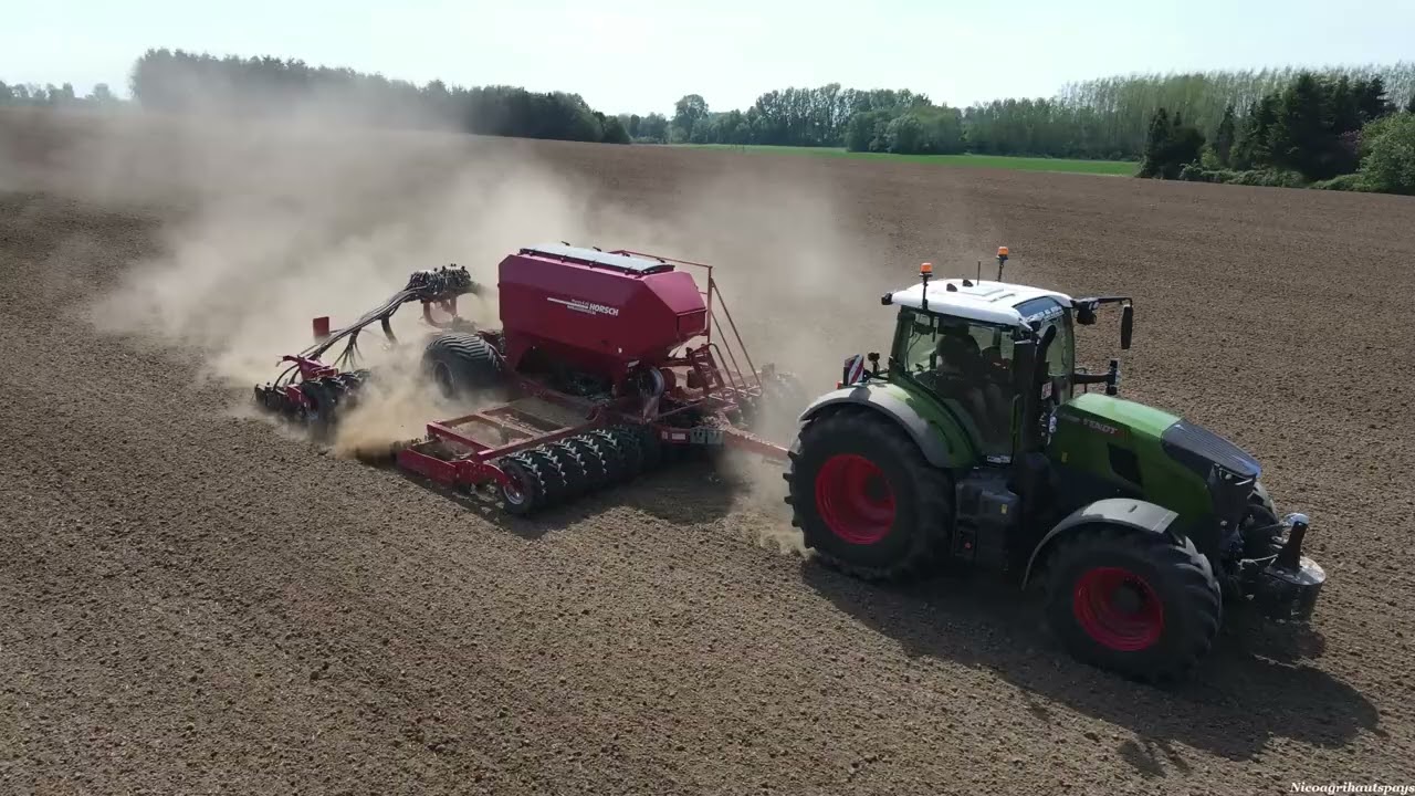 Fendt 728 + Horsch Pronto 6 AS au Semis de Lin 2024 [Delputte]